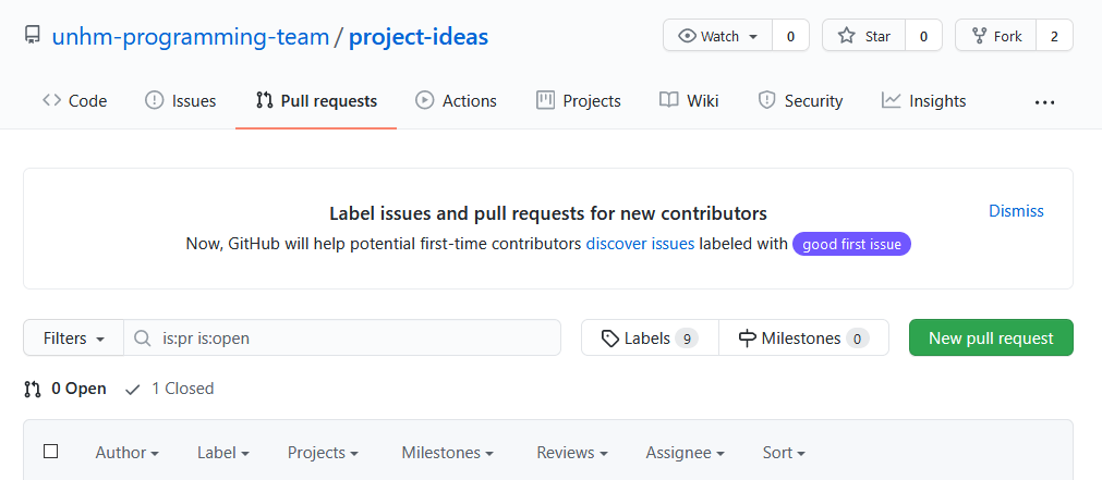 Screen of GitHub Pull Request Tab